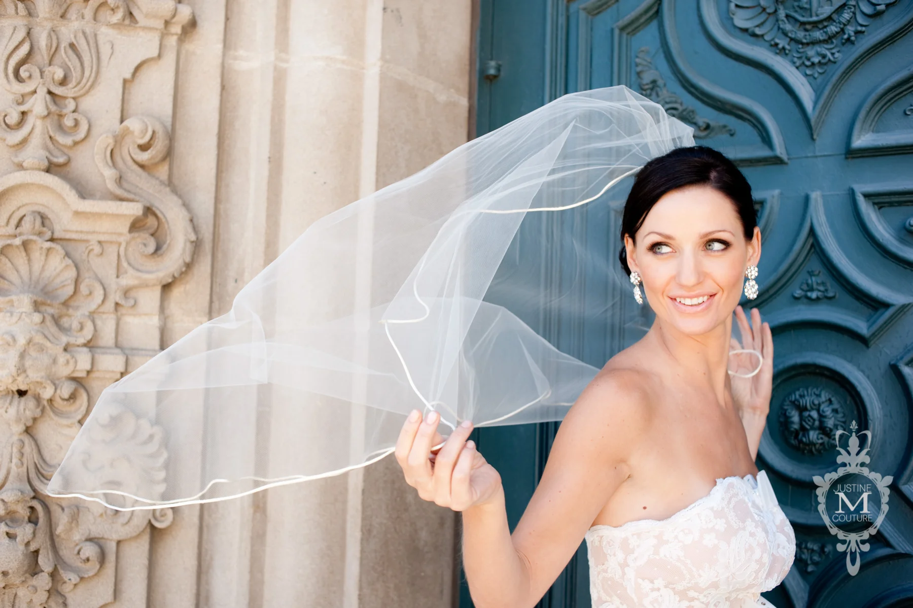 Blaise wavy bridal fingertip length veil. — Justine M Couture